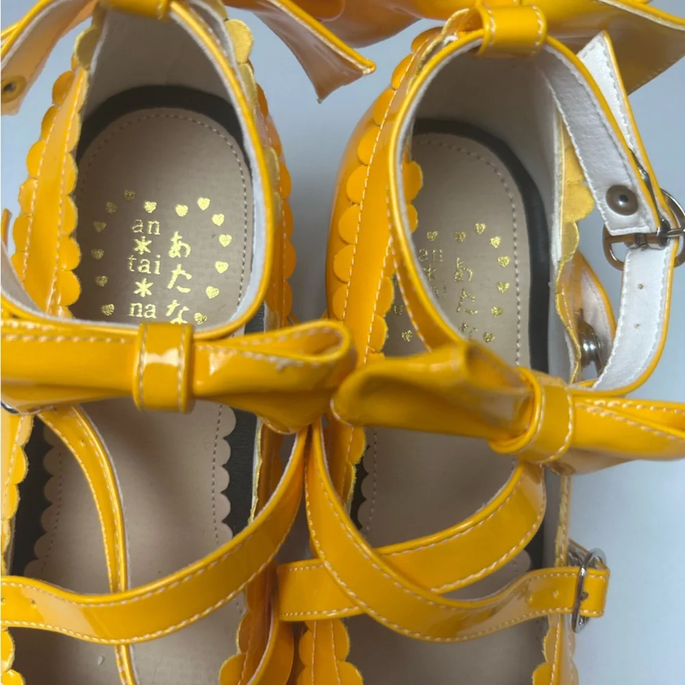 Antaina Yellow Coquette Lolita Bows Strappy Chunky HeelPlatform Shoe NWOT 7.5-8? - Picture 11 of 16